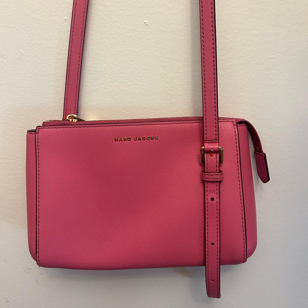 Marc Jacobs Pink Leather Crossbody Bag with Silver Hardware